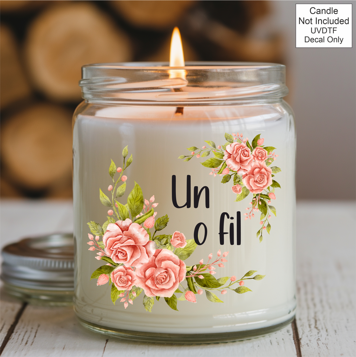 UVDTF Celebration Pink Rose Candle - Welsh