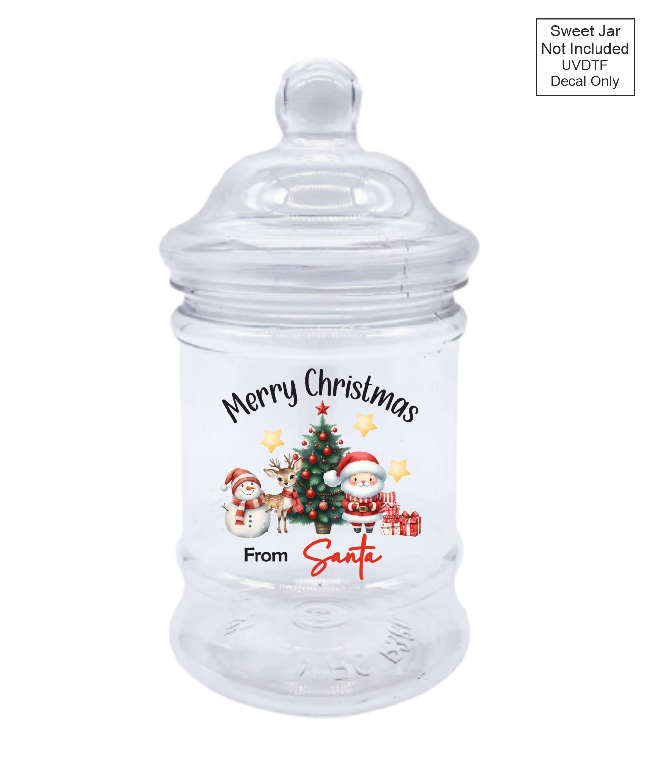 UVDTF Merry Christmas with Santa, Snowman and Reindeer - Sweet jar