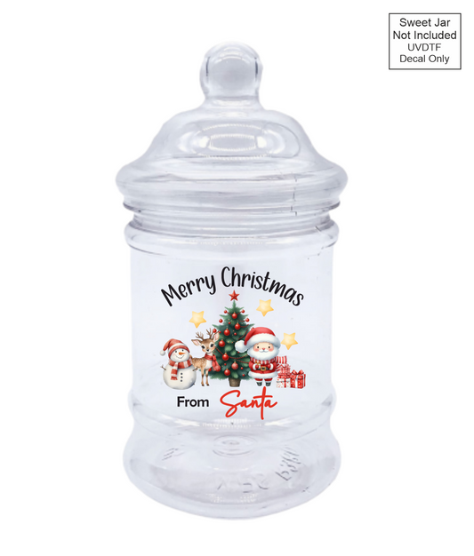 UVDTF Merry Christmas with Santa, Snowman and Reindeer - Sweet jar