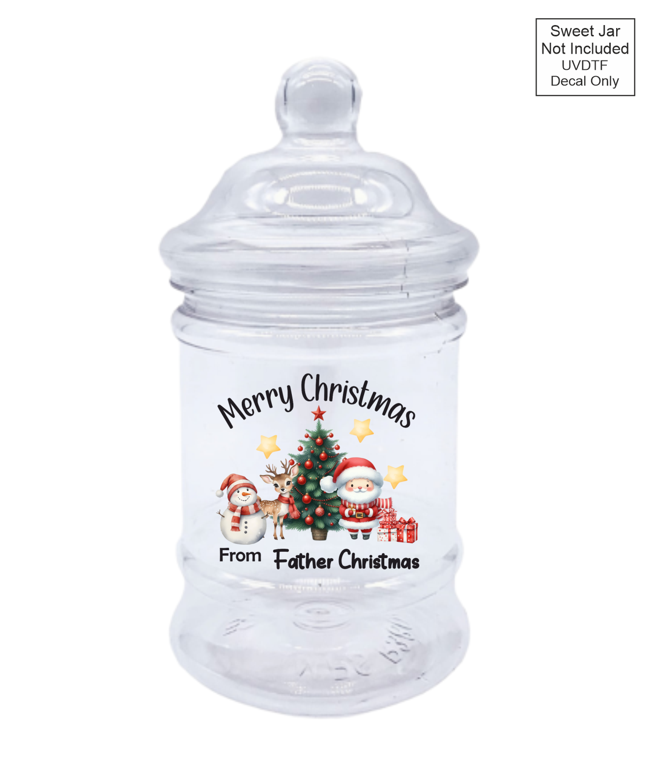 UVDTF Merry Christmas with Santa, Snowman and Reindeer - Sweet jar