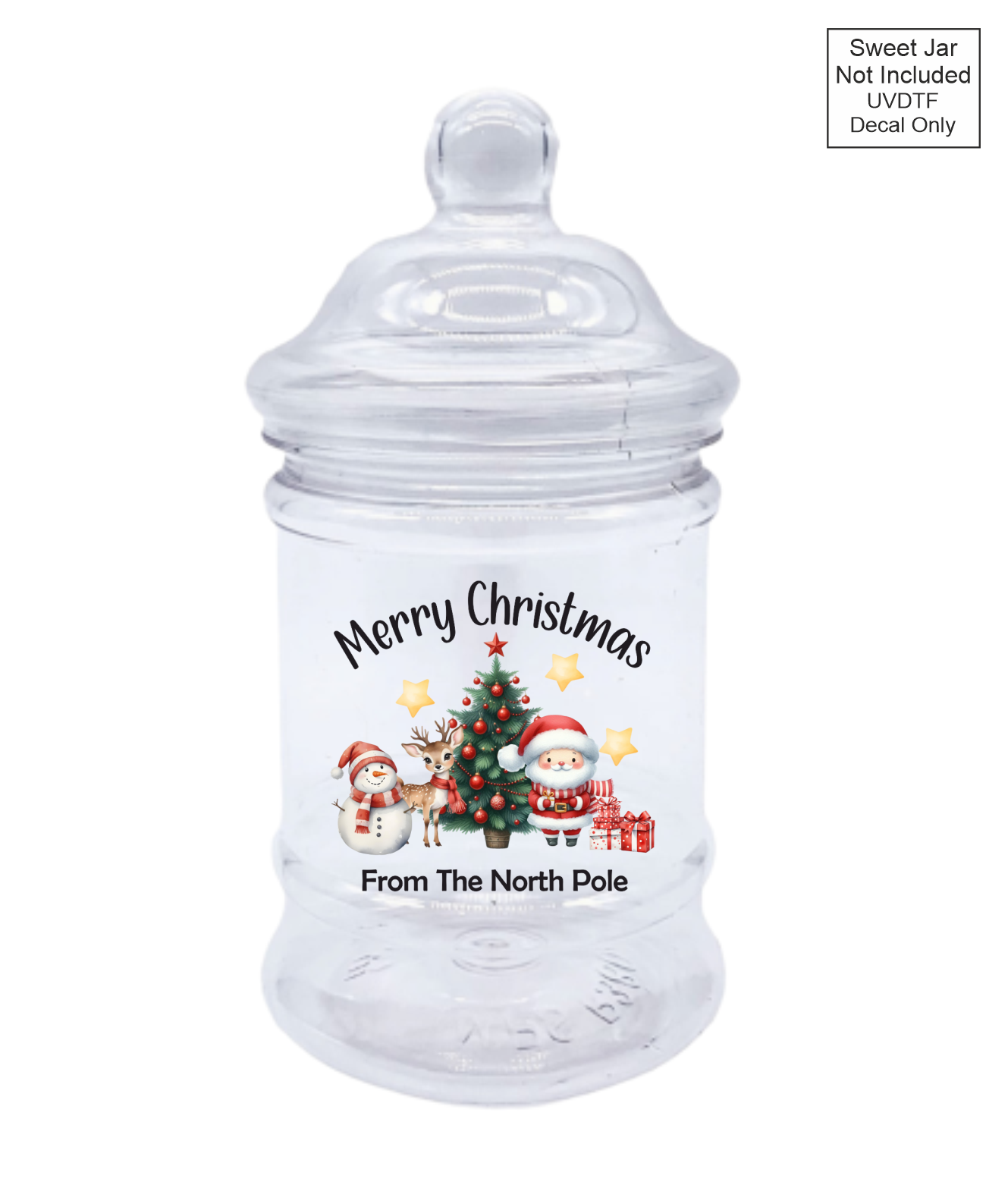 UVDTF Merry Christmas with Santa, Snowman and Reindeer - Sweet jar