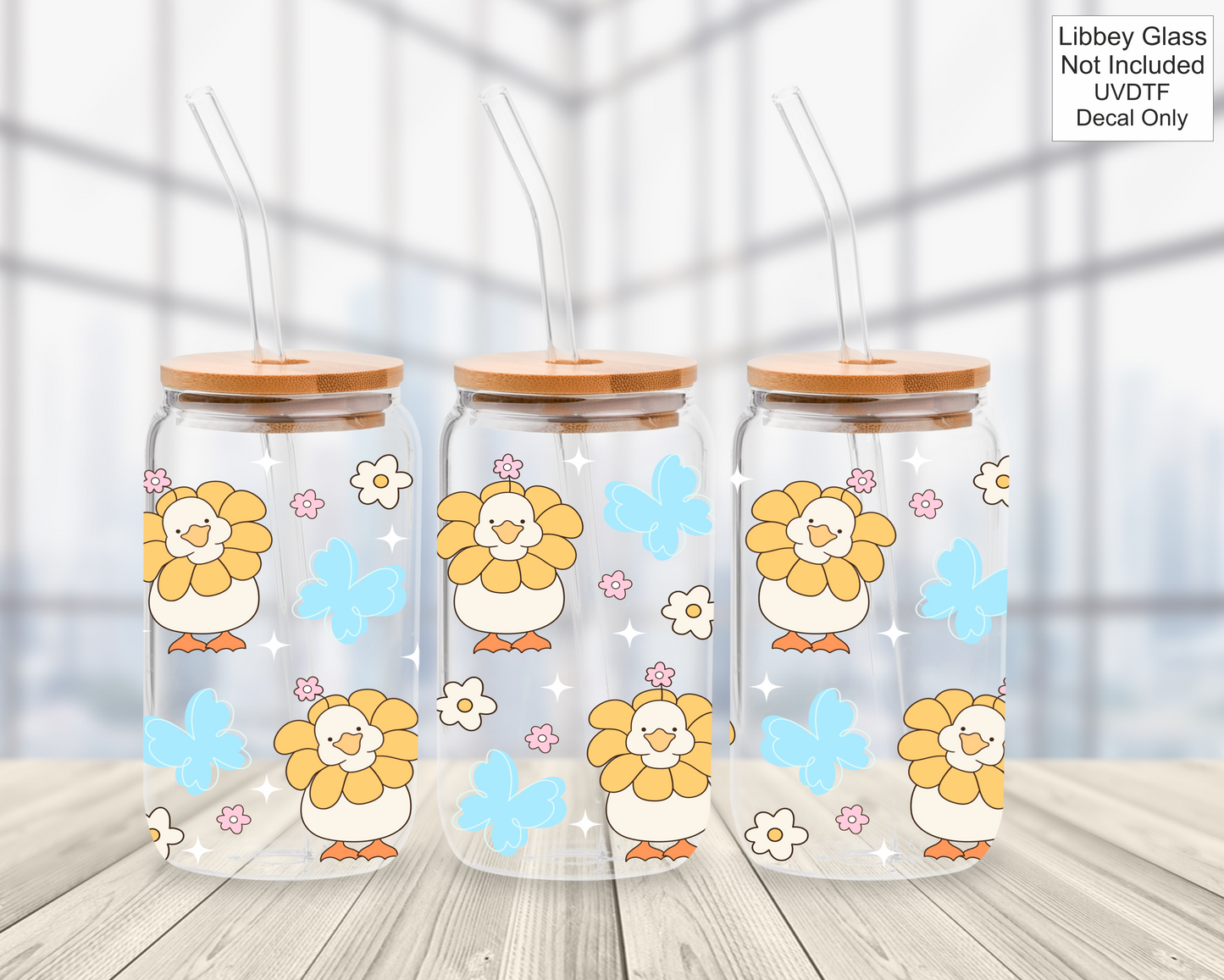 UVDTF 16oz Libbey Glass Wrap - Silly Goose Flowers