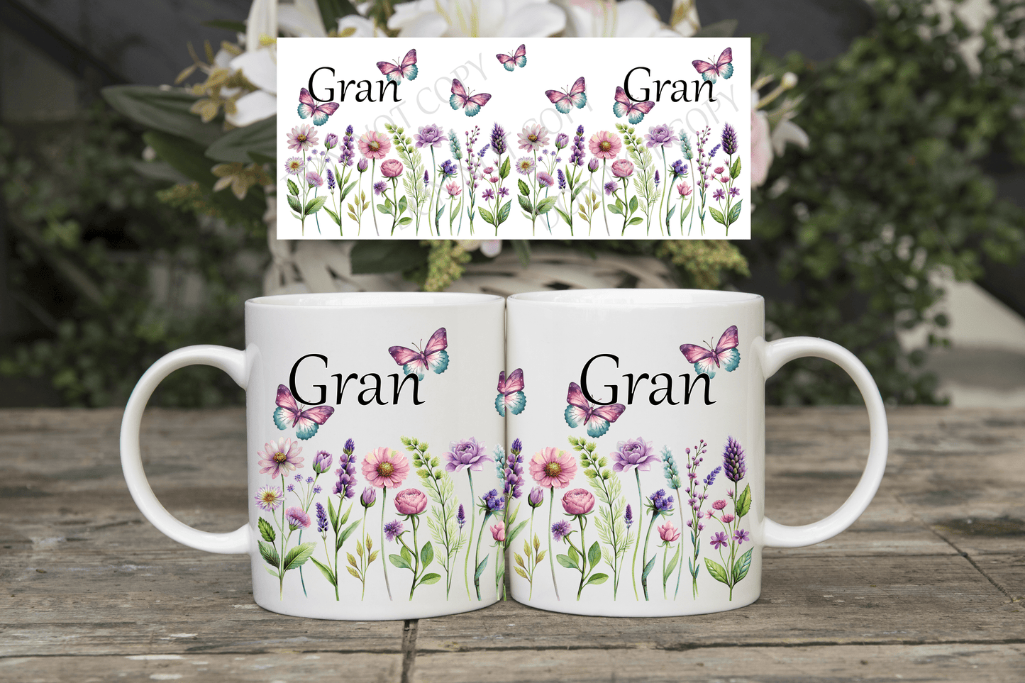 Mothers Day Flowers and Butterflies mug wrap sublimation print - Mackie Direct
