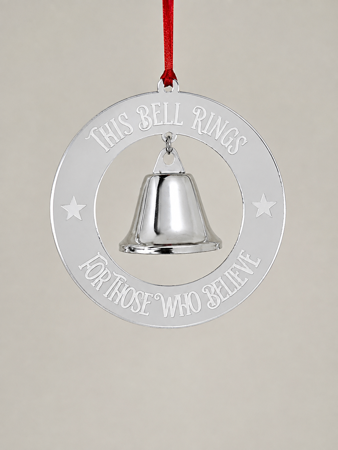 Engraved Christmas Believe Acrylic Bauble with Bell - Mackie Direct