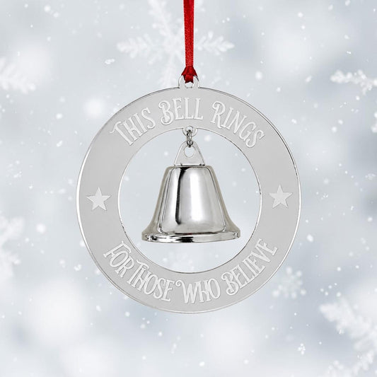 Engraved Christmas Believe Acrylic Bauble with Bell - Mackie Direct