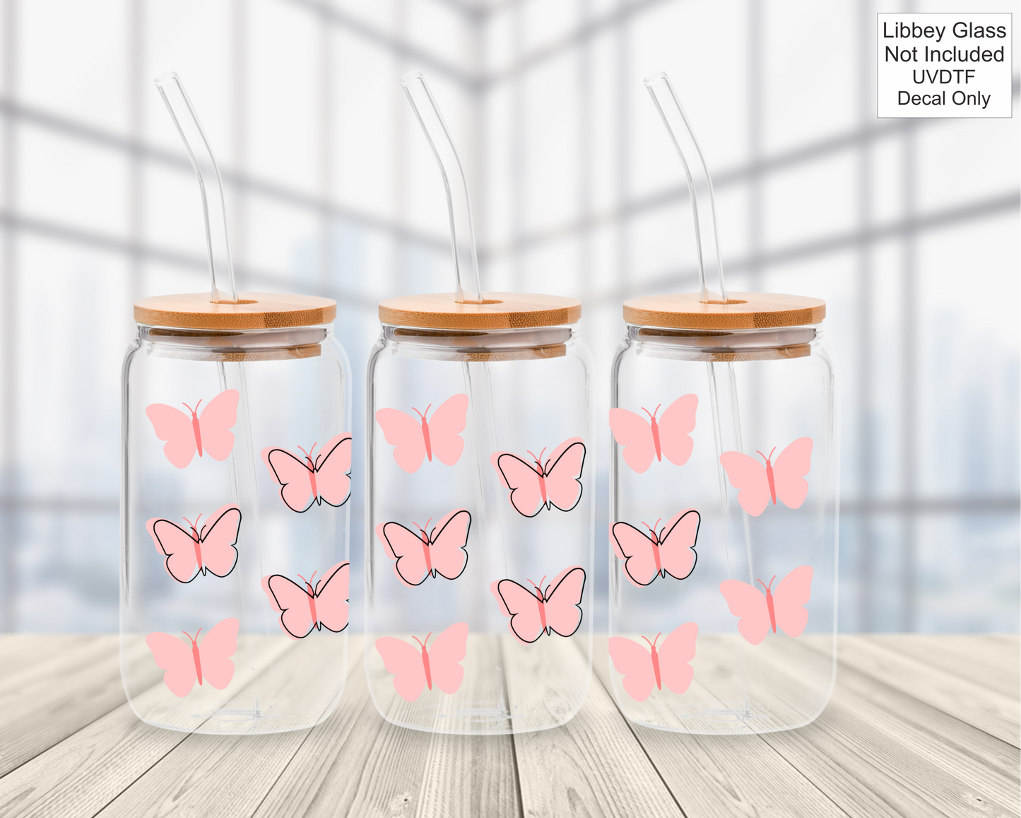 UVDTF 16oz Libbey Glass Wrap - Butterfly