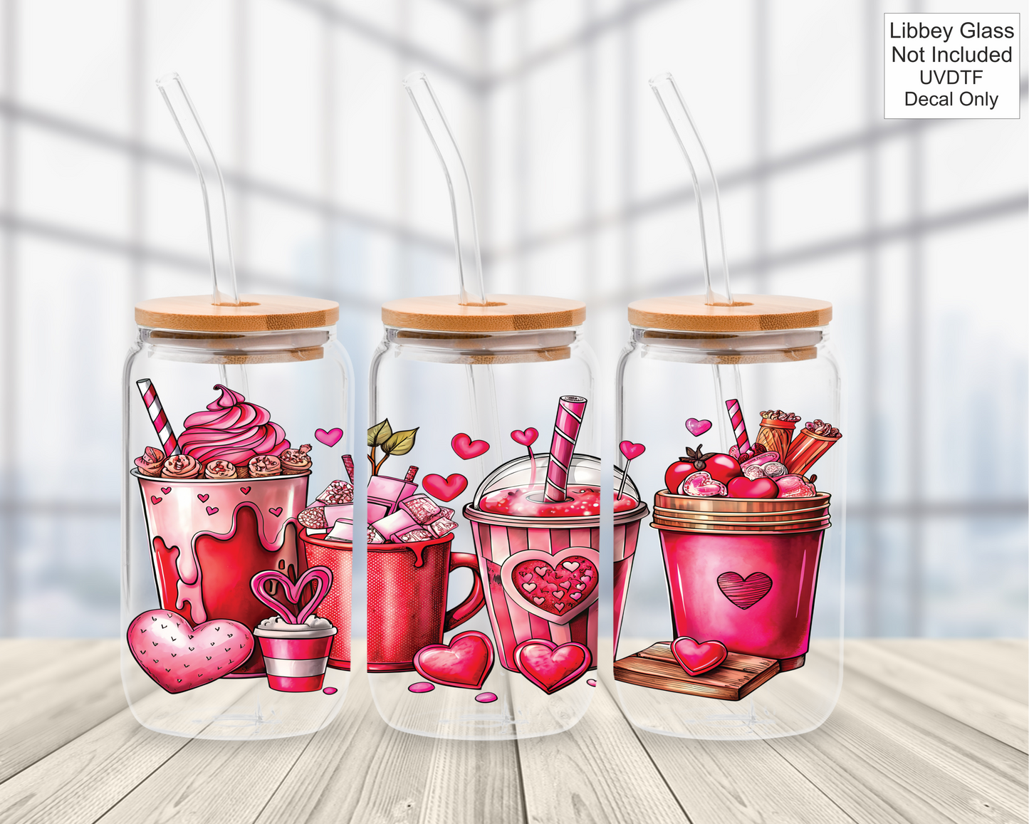 UVDTF 16oz Libbey Glass Wrap - Valentines Coffee