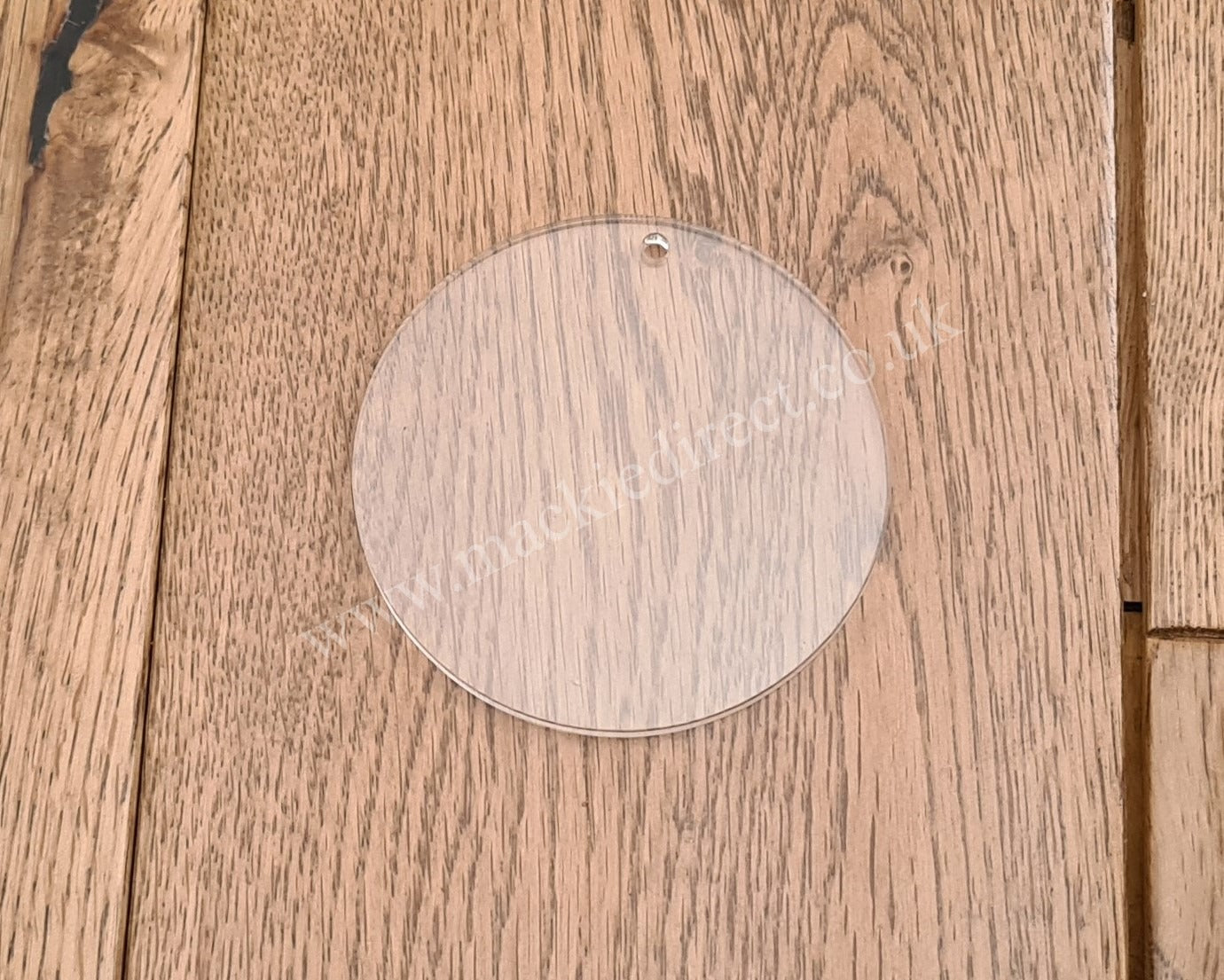 Clear Acrylic Round Keyrings - 70mm - Mackie Direct