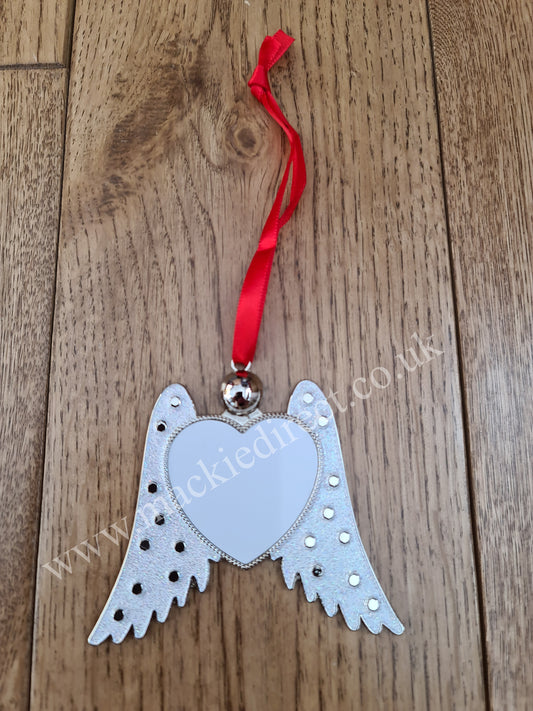 Sublimation Glittery Sparkling Angel Wings Tree Decoration - Mackie Direct
