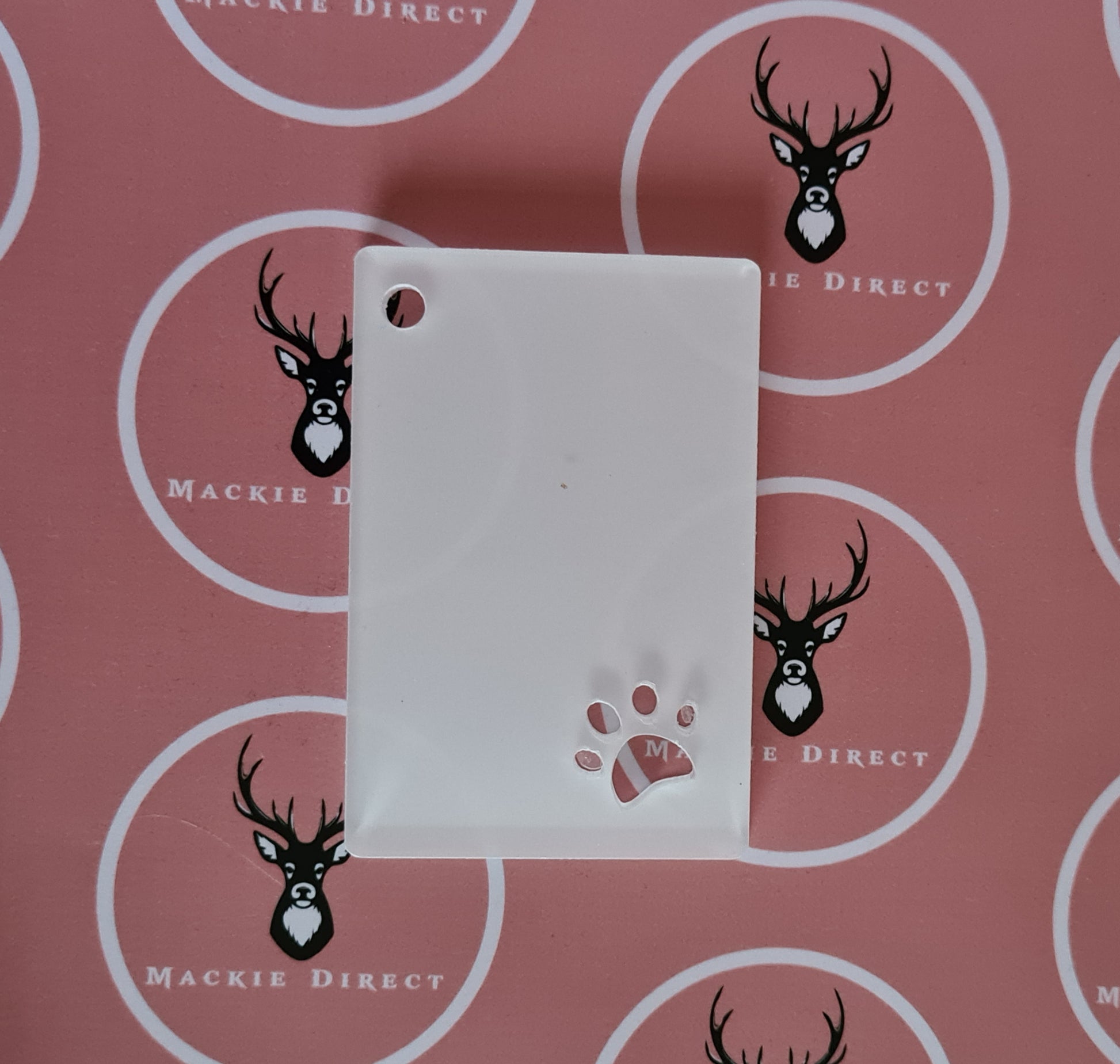 Clear Acrylic Sublimation Coated Pawprint Cut Out Keyring - Mackie Direct