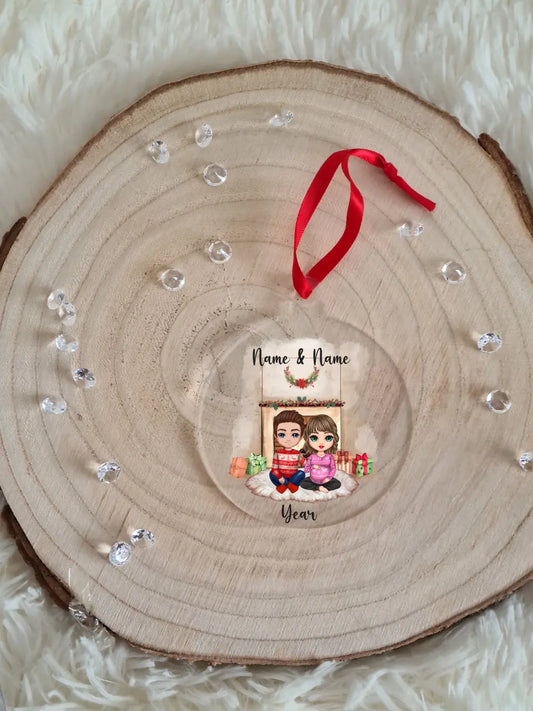 UV Printed Pregnant Couple Bauble - Mackie Direct